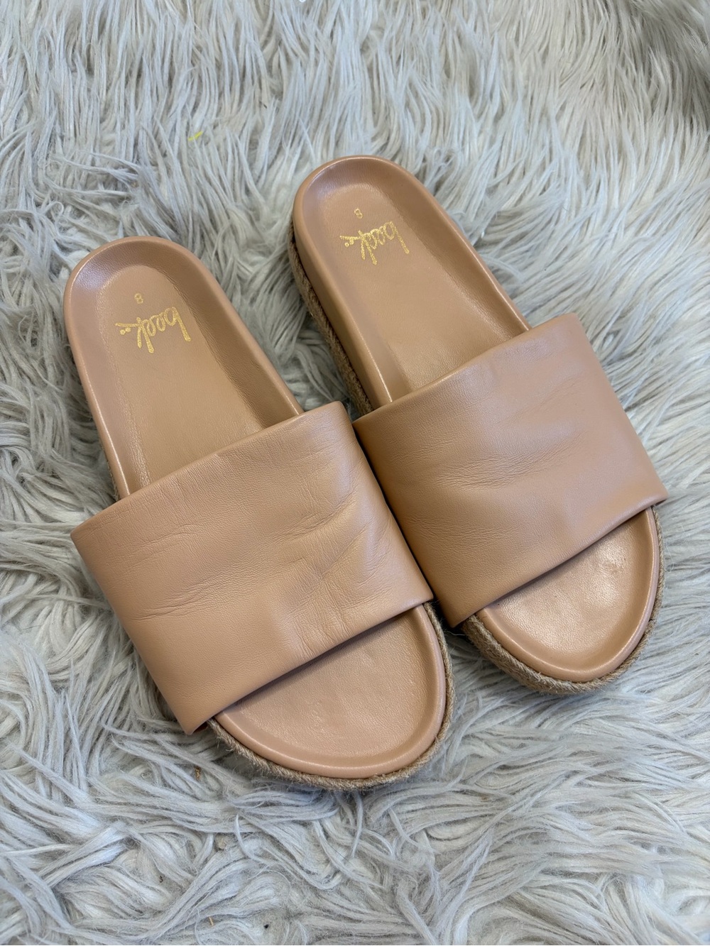 Beek Beige Leather Jute Sandals Size 8